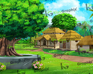 Ashram Inside View Cartoon Background (PSD File)