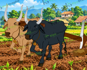 Indian Bull Plow Cartoon Character with Animation (FLA File)