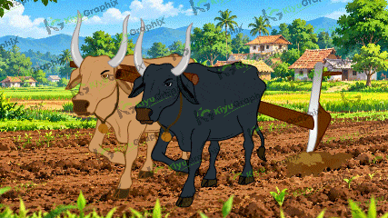 Indian Bull Plow Cartoon Character with Animation (FLA File)