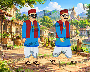 Jamidar Cartoon Character With Animation (FLA)