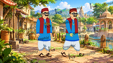 Jamidar Cartoon Character With Animation (FLA)