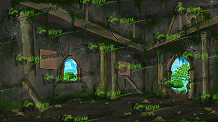 Khandar Interior Fort Cartoon Background (PSD File)