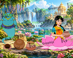 Laxmi ji and jinn Cartoon Character (FLA)