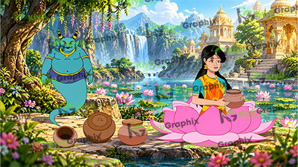 Laxmi ji and jinn Cartoon Character (FLA)
