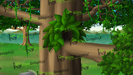 Bird tree cartoon new background (PSD File)