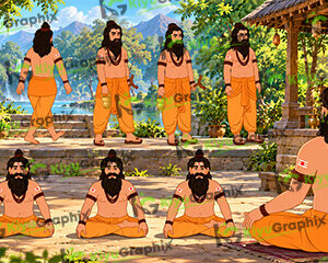 Rishi Cartoon Character 9 Poses (FLA File)