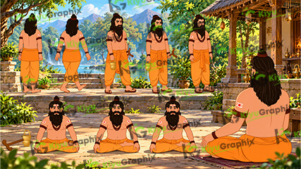 Rishi Cartoon Character 9 Poses (FLA File)