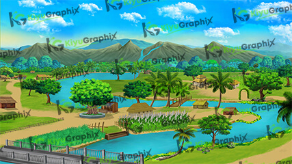 Village top view Background (PSD File)