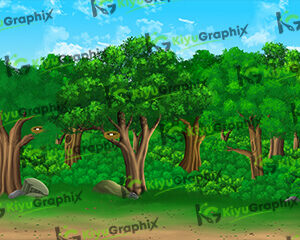 Bird Jungle (Forest) Birds Cartoon Background (PSD File)