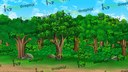 Bird Jungle (Forest) Birds Cartoon Background (PSD File)