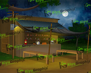 Chai ki Dukaan Horror Cartoon Background (PSD File)