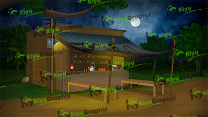 Chai ki Dukaan Horror Cartoon Background (PSD File)