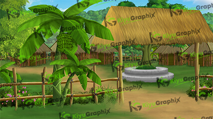 Gurukul Outdoor Cartoon Background (PSD File)