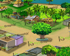 Market Top View Cartoon Background (PSD-File)