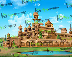 Raj Mahal (Fort) Cartoon Background (PSD File)