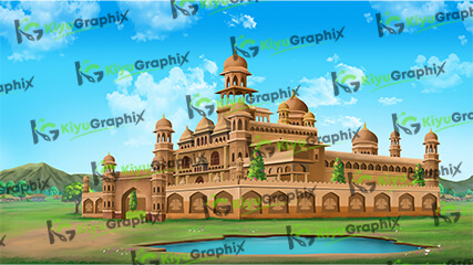 Raj Mahal (Fort) Cartoon Background (PSD File)