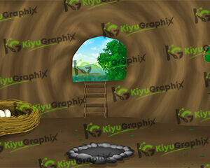 Tree indoor Bird Cartoon Background (PSD File)