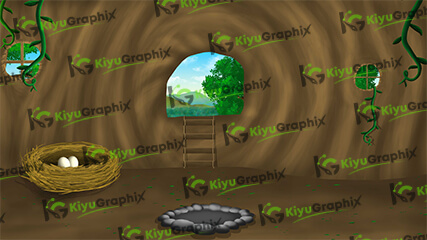 Tree indoor Bird Cartoon Background (PSD File)