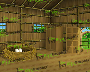 Bird indoor house cartoon background (PSD File)